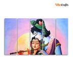 VIBECRAFTS Beautiful Radha Krishna 5 Pieces Canvas Wall Painting For Home | Office | Living Room | Gift (PTVC5Pcs4_8554)