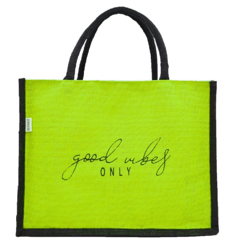 JUTEKA quote printed Jute Bag for Lunch, Office, Grocery, Picnic, Tiffin, Shopping Hand Bag with padded cotton handles…