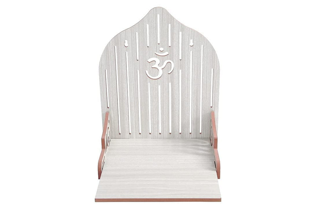 kriyanta Handcrafted Wooden Temple Mandir Pooja Ghar Temple for Home and Office Beautiful Wooden Temple. (White)