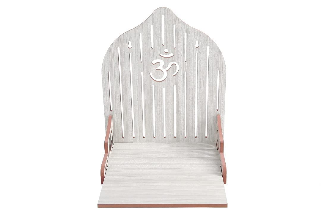 kriyanta Handcrafted Wooden Temple Mandir Pooja Ghar Temple for Home and Office Beautiful Wooden Temple. (White)