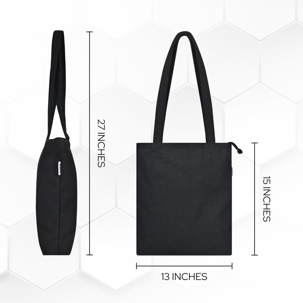DANIOO Butterfly Printed Canvas Tote Bag for Women with Zipper & Inner Pocket | College Tote Bag for Girls, Office & Daily Use | Large Reusable Cotton Shoulder Bag
