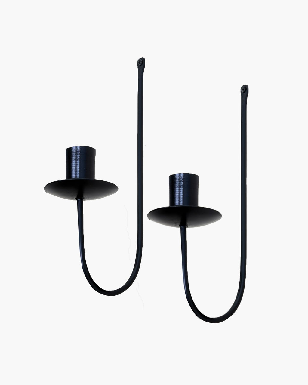 Homesake® Wall Candle Holder Stand for Living Room, Black Metal Wall Sconce with Taper Candle Holder, Decorative Candle Stand for Diwali, Home Décor (Set of 2)