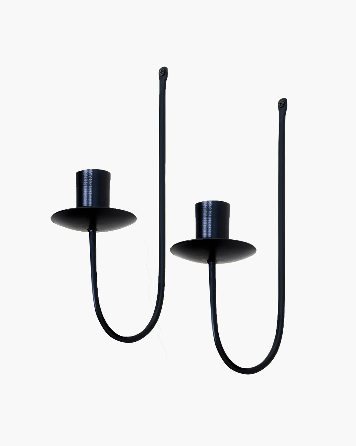 Homesake® Wall Candle Holder Stand for Living Room, Black Metal Wall Sconce with Taper Candle Holder, Decorative Candle Stand for Diwali, Home Décor (Set of 2)