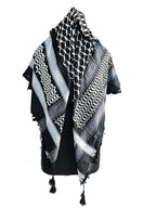 Digniti Real Arafat Scarf Black White shemagh men head scarf ghutra arabian arafat scarf army miltary scarf Large size 48 x 48 inch palestine scarf for men and women
