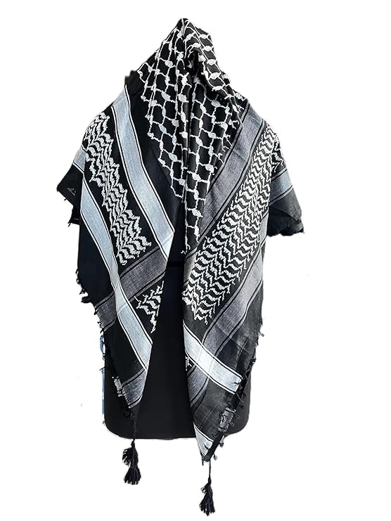 Digniti Real Arafat Scarf Black White shemagh men head scarf ghutra arabian arafat scarf army miltary scarf Large size 48 x 48 inch palestine scarf for men and women