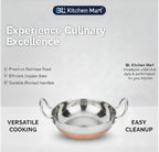 Premium Stainless Steel Copper Bottom Kadhai with Heavy Gauge Body & Dual Handles | Induction Compatible Deep Fry Pan for Cooking, Frying & Serving | Mirror Finish Kitchen Cookware (2 Litre)