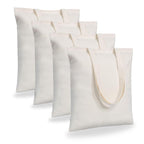 MAINDAIS Unisex-Adult Cotton Tote Shopping Bags With Extra Strong 12'' Handle | Hold 15 Kg | Washable, Reusable, Eco Friendly Biodegradable Multipurpose Use Grocery Bag Natural(Pack Of 4)