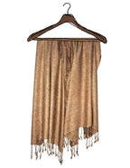 Chandwasia Crinkle Textured Fashion Scarf Shawl Wrap | For Travel Party Neck Styling And Daily Outings | Soft Lightweight Fabric Fringed Wrinkled Texture Long Stole Accessory For Women - Golden Brown