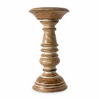 Wooden Pillar Candle Holder Stand, Rustic Turned Design Ideal for Weddings or Parties as Well as Home Decor Brown White wash