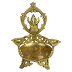 SVARUP Brass Urli Diya with Ganesh Ji Top: Ideal for Temple, Table Decor & Kapoor Burner.