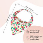 Hair Drama Co. Bloom Floral Print Elastic Bandana Head Scarf for Women | Silk Satin Head Wrap Bandana Scarves | Boho Style Statement Headband Scarves | All Day Wear Hair Scarf Accessories