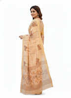 Raashreya Fashions Digital Print Chiffon Saree (Mustard)