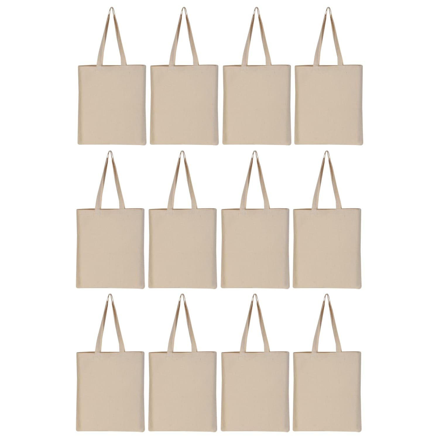 Unisex-Adult Aara Collections Cotton Plain Canvas Shopping Classic Tote Bag, Extra Strong, Reusable Ecofriendly (Pack Of 12), White