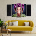 VIBECRAFTS Portrait of Ganesha Canvas Wall Painting Set of Five Pieces For Home|Office|Living Room|Gift (PTVC5Pcs2_6595)