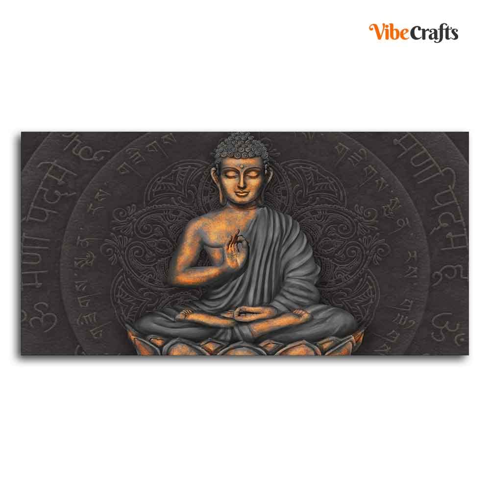 VIBECRAFTS Canvas Paintings for Living Room Drawing Room Gautam Buddha Meditating Canvas Wall Painting Fitted With Wooden Frame For Home | Office | Living Room | Gift (PTVCH_2490)