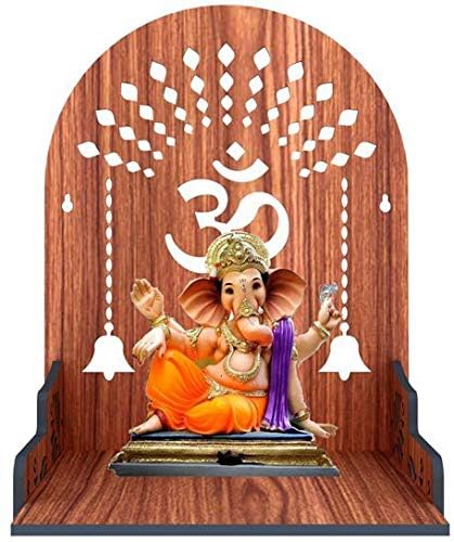 SSI Wooden Mandir for Pooja Home Decoration Wall Mounten Beautiful Temple