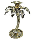 Prince Home Decor & Gifts White Metal Palm Tree Candle Stand Silver Plated for Home Decor Exclusive Gifts of Corporate Gift, Diwali, Wedding, Religious Occasions