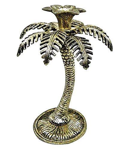 Prince Home Decor & Gifts White Metal Palm Tree Candle Stand Silver Plated for Home Decor Exclusive Gifts of Corporate Gift, Diwali, Wedding, Religious Occasions