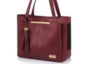 PAVILONN Women Tote Bag Ladies Handbag Shoulder Office Shopping Work Laptop PU Leather Brown Travel College Daily Use Designer Large Stylish Fashion Zipper Commuter Gift (MAROON)