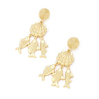 FTK® Conch Shell & Fish Pendant Earrings – Ocean-Inspired Metal Jewelry