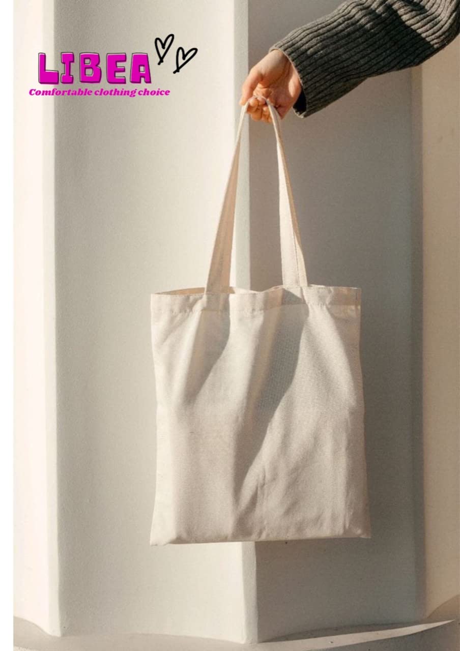 Libea 1 Piece 16x14 inch with 13 inch Long Handle Reusable Grocery Bags or Tote Bag Made of Heavy Duty Cotton. eco Friendly Super Strong and Machine Washable