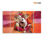 VIBECRAFTS Traditional Shree Ganesh 5 Pieces Canvas Wall Painting For Home | Office | Living Room | Gift (PTVC5Pcs4_8531)