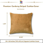 RD TREND® Cushion Cover Set of 5, Decorative Sofa Living Room Home Square Cushion Covers 24 Inch x 24 Inch, Aesthetic Corduroy Striped Double Sided (Mustard,Pack of 5)