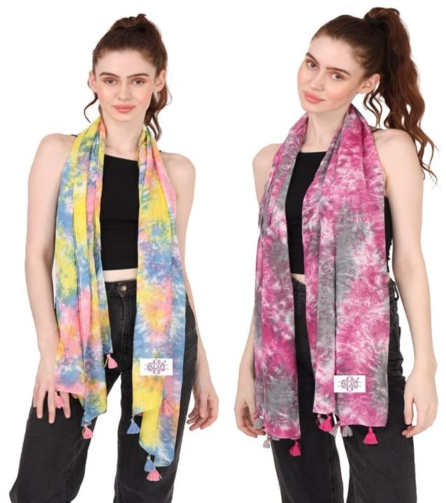 PALATT Women & Girls Scarf Stole 2pc Combo | Lightweight & Pure | Scarf for Women - Stylish latest | Soft Cotton Touch
