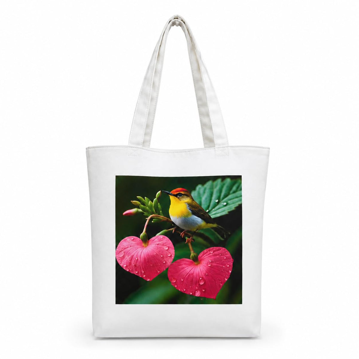 MINTHILL Canvas premium Tote Bag for Women with Zipper & liner, innerpocket Reusable Shoulder Bag for Shopping, Work, Travel, Daily Carry, Lightweight, Easy Care (Bird & nature)