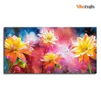 VIBECRAFTS Canvas Paintings for Living Room Modern Abstract Art of Flowers Canvas Wall Painting Fitted with Wooden Frame for Home | Office | Gifts (PTVCH_2547NNV)(48 x 24 Inches)