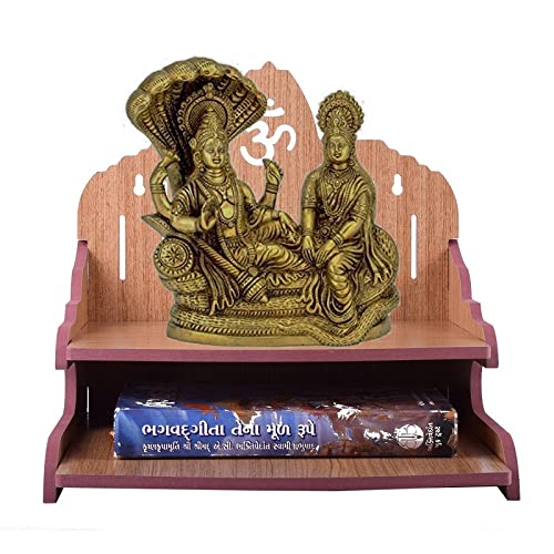 CrazyInk Beautiful Hand Made Pooja Mandir/Wooden Wall Mounted Hanging Temple for Home/Office/Factory/Festivals/Gifting Purpose (D5)