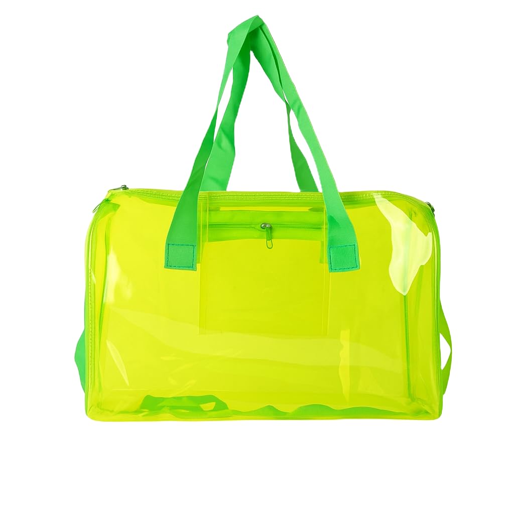 THE BLING GLOBAL Transparent PVC Duffle Bag For Kids,Jelly Shoulder Bag, Stylish Clear Handbag with Double Handles,for Rakhi Gift, Kids Bag for Rakhi Celebration. (Neon Green)