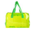 THE BLING GLOBAL Transparent PVC Duffle Bag For Kids,Jelly Shoulder Bag, Stylish Clear Handbag with Double Handles,for Rakhi Gift, Kids Bag for Rakhi Celebration. (Neon Green)