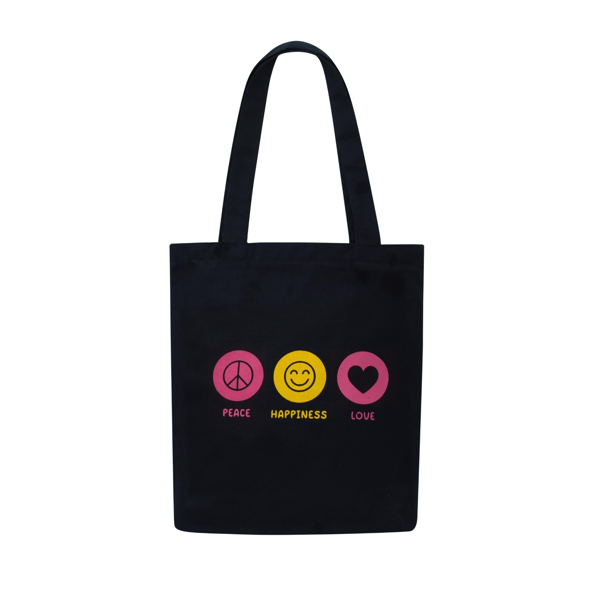 DOODLE Unisex Eco-Friendly Reusable Cotton Canvas Tote Bag | Inner & Outer Zip Pockets | Ideal for Travel, Shopping, College & Office Use | Three Essentials