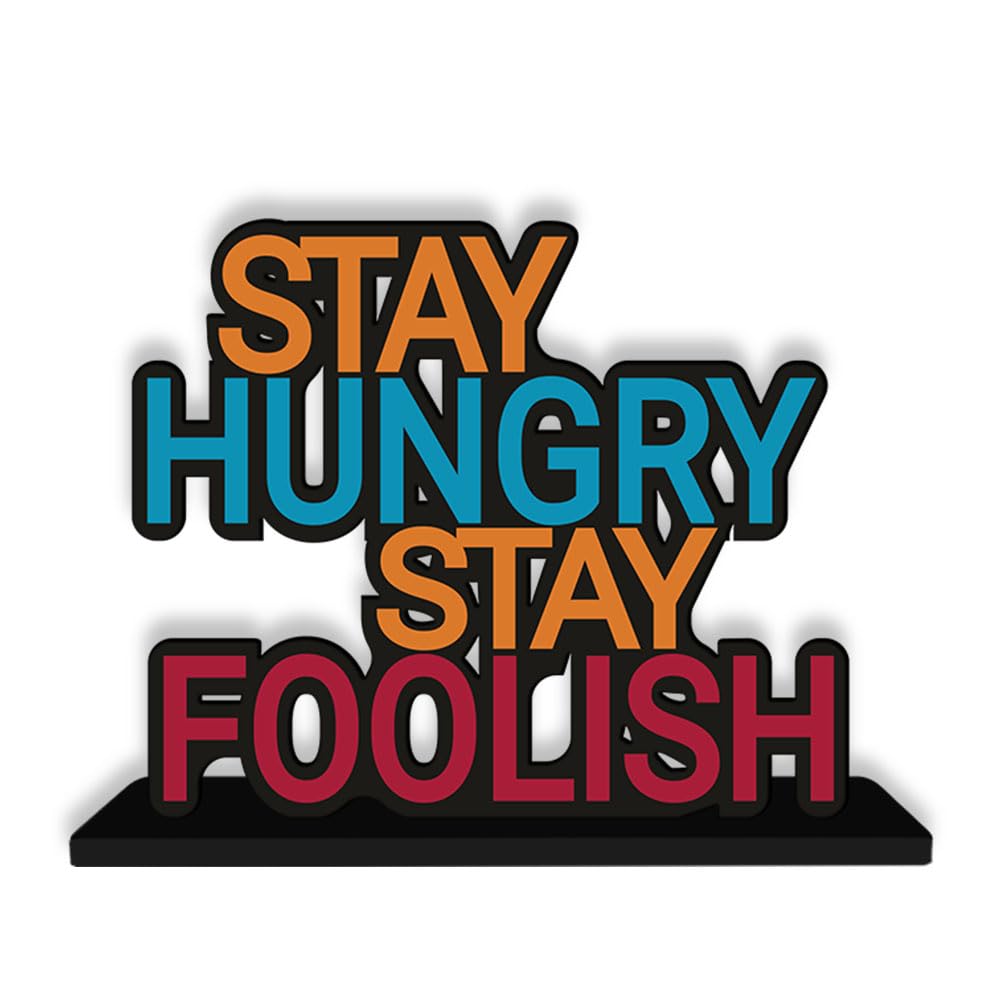 Artvibes Wooden Idols and Figurine Stay Hungry Stay Foolish Inspirational Quotes Table Decor for Office Desk Alphabet Showpiece | Home Decoration | Living Room | Modern Giftings Item (Sp_1121N)