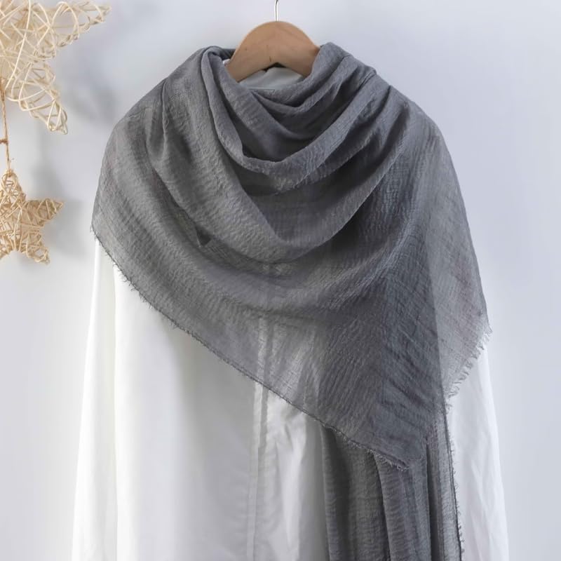 CrossKulture Crinkled PolyCotton Scarf for Women - 180 x 90 cm Stole for Women | PolyCotton Scarf for Summers, Head Cover for Women | Lightweight Scarf for Women | Women Accessory (Grey)