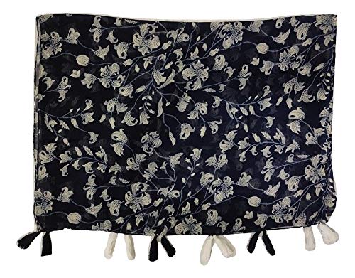 StoleVilla™ Women's Printed Chiffon Multicolored Scarf and Stoles with Tassels - Set of 2 (ST064)