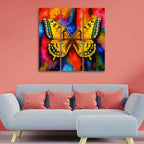 VIBECRAFTS 3 Pieces Beautiful Butterfly Canvas Wall Painting Fitted With Wooden Frame For Home | Office | Living Room | Gifts (PTVC3Pcs1_9519)