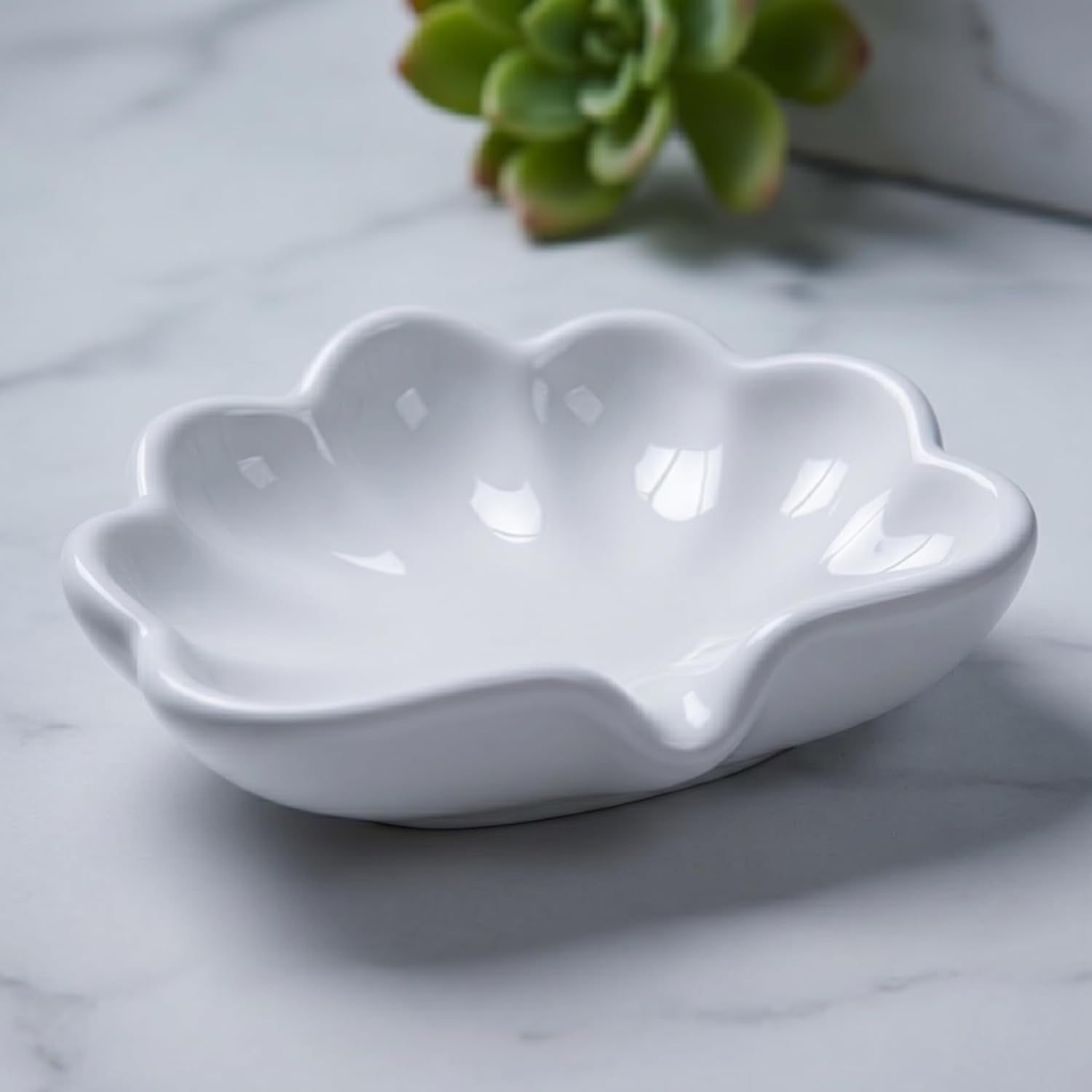 SITSRA Luxury Pink Shell Soap Dish Tray for Bathroom Sink Vanity Counter Decorative Ceramic Soap Holder for Soap Jewelry Keys Sponge Bathroom Accessories Home Decor (3)