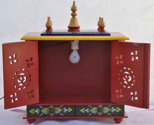 Jodhpur Handicrafts Home Temple/Wooden Temple/Pooja Mandir/Pooja Temple with LED Bulb