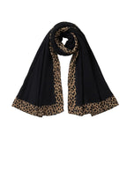 Stole for women Black color strachable Fabric Leopard Cheeta Pattern print (Black)