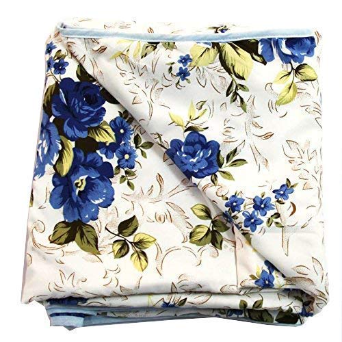 WONDERLOOK 100% Super Soft Reversible Design Dohar I AC Blanket I Blanket for All Season I Gifting (Single, Blue Flower) Kafalo