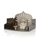 Fliptic Small Acrylic Wooden Temple DIY || Wall-Mounted Pooja Mandir, Shining Finish for Home, Office, Shop || Wall Mounted Small Size Wooden Temple || Do It Yourself (Dark Bronze), 14 cm, 22.5 cm