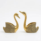 Storescent Aluminium Pair of Swans for Good Luck | Feng Shui Love Gifts Candle Holder for Home Decor Living Room - Showpiece Gifts for Couple (Candles not Included) (Swan 1 Pair Golden)