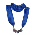 Krystle Fashion Pendant Plain Scarf Necklace Stole Dupatta Stoles Muffler Wrap Scarves for Women and Girls (Blue)