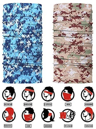 KETKAR Sun UV Protection Face Cover Scarf Mask Neck Gaiter Breathable Windproof Bandana_Free Size(Pack Of 09)