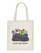 Delhi Printing Co. Save earth tote bag|Strong Cotton Bag for Shopping | Canvas Tote Bag for Women & Girls | Stylish Cotton Handbags (DCTBH-136)