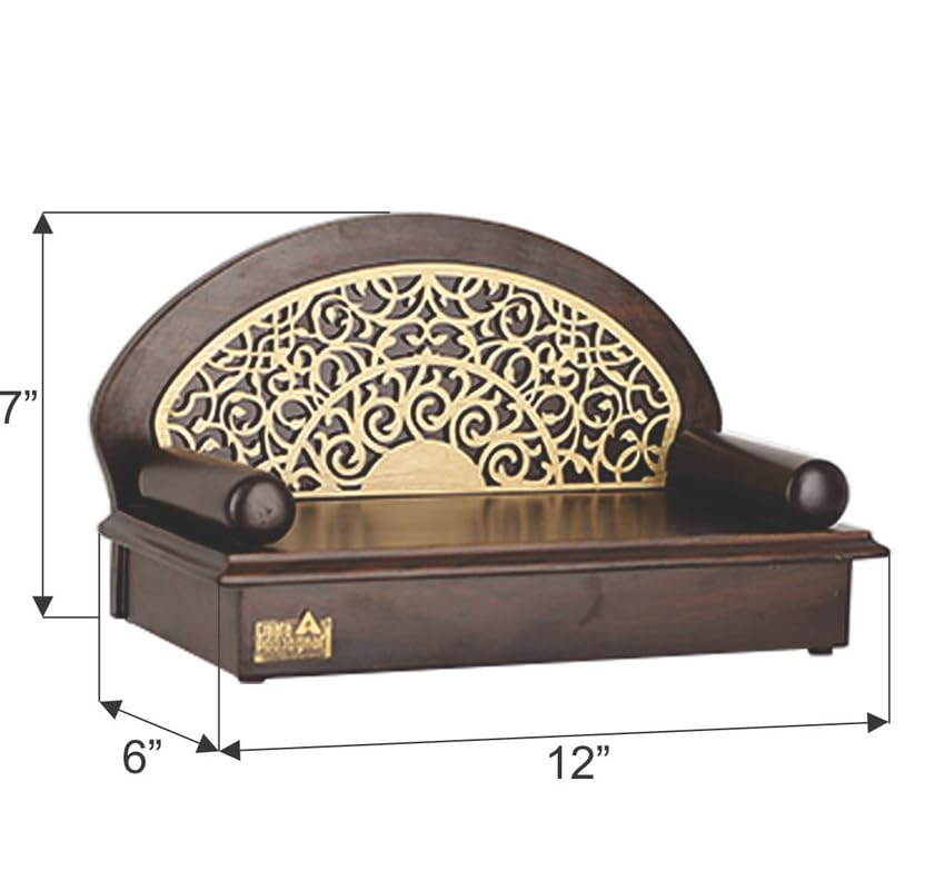 CREATA POOJAGHAR® Vaastu Handcrafted Wooden Asana with Golden Design | Dev Chowki Home Mandir | Perfect for Pooja Room | Home | Office | Wall Mounted Hanging | Made with MDF Material