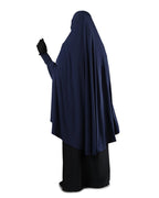 ICW Women Stretchable Jersey Smoking Sleeve Jilbab Cum Prayer khimar Hijab (Free Size) (Blue)