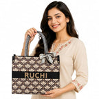 Personalized Women's Tote Bag with Zip Closure | Custom Name Handbag | Raksha Bandhan Gift for Sister | Stylish Handbag For Travel, Shopping & Daily Use